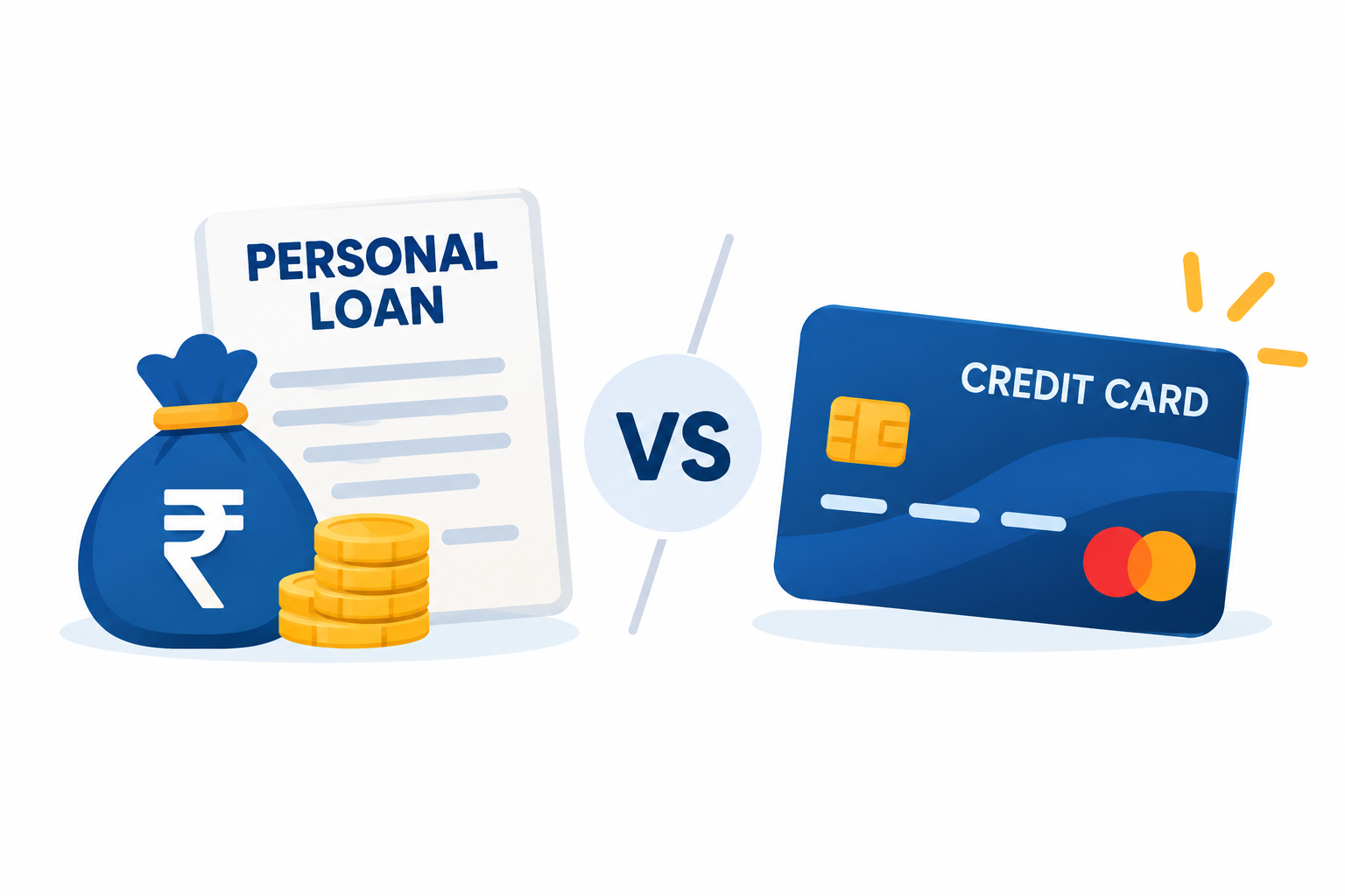 Personal Loan vs Credit Card – comparison of borrowing options, interest rates, repayment, and financial flexibility in India